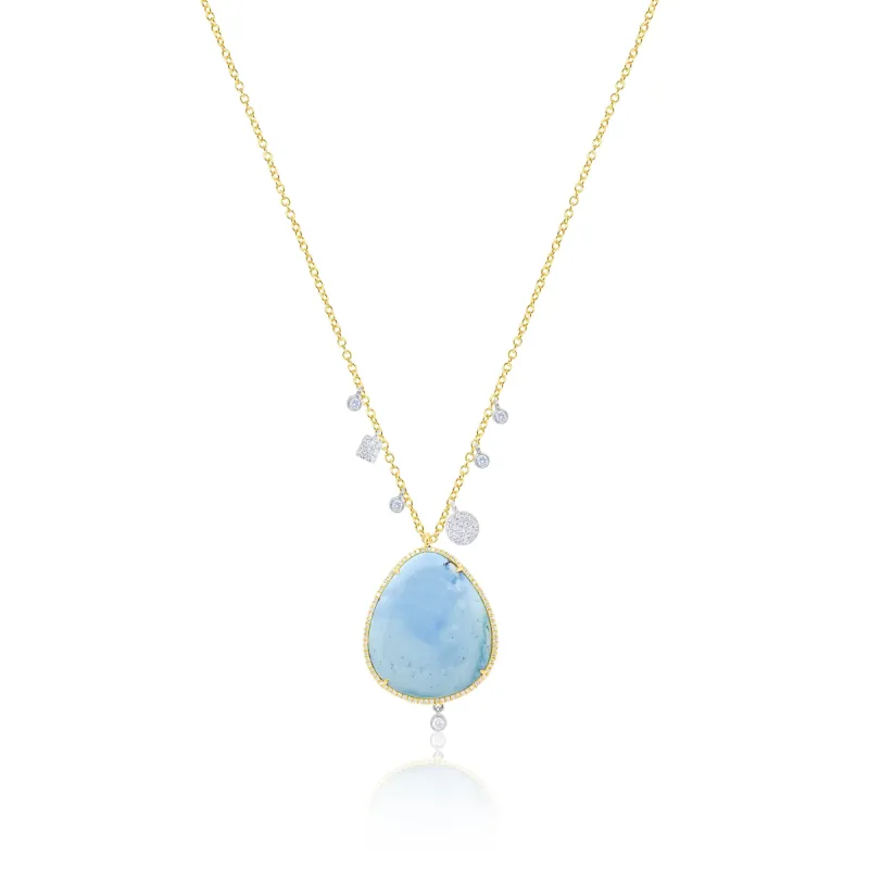 Yellow Gold and Diamond Turquoise Necklace sold by Meira T