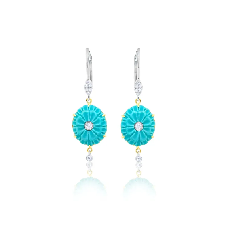 Carved Turquoise Drop Earrings sold by Meira T