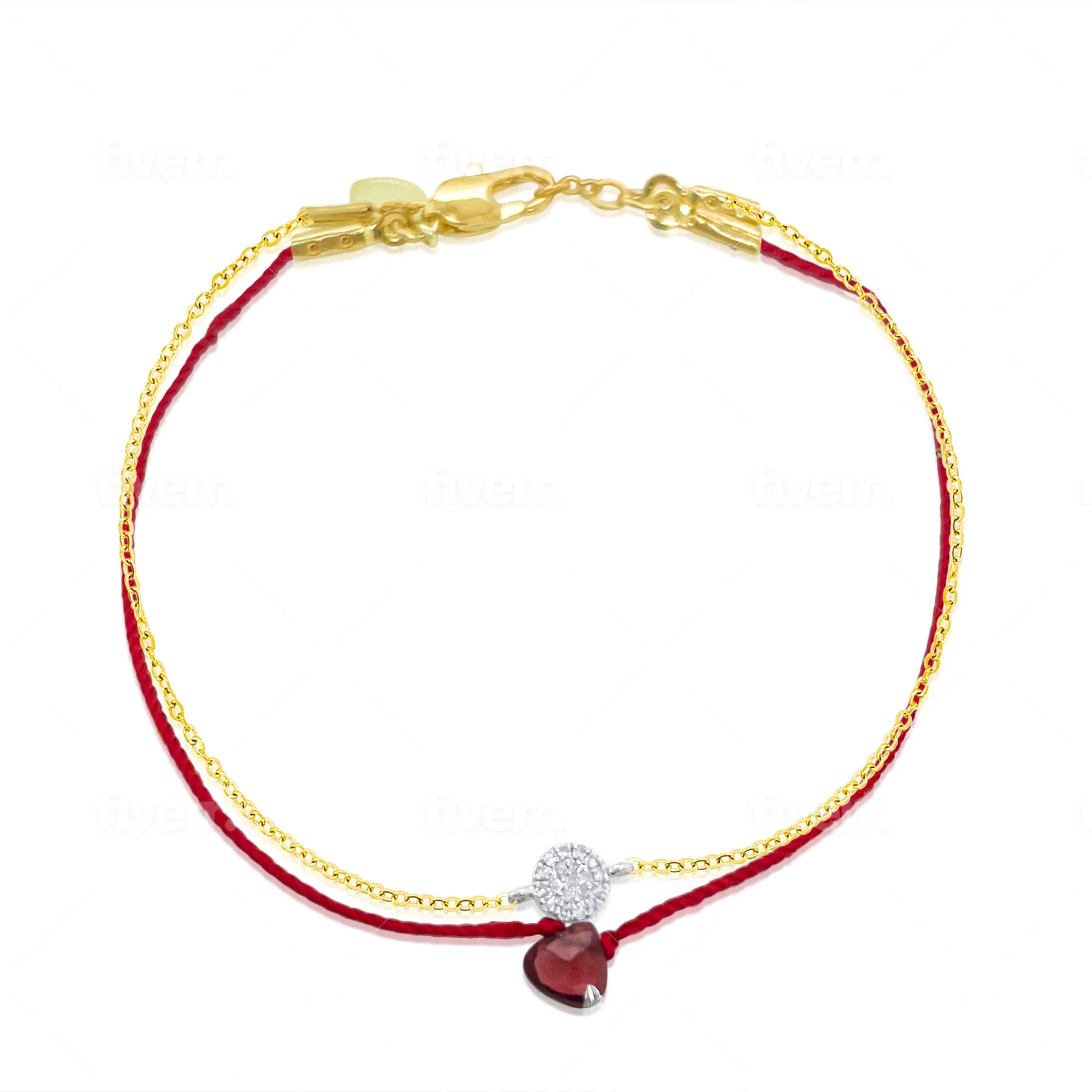 Yellow Gold Red Cord Garnet Bracelet sold by Meira T