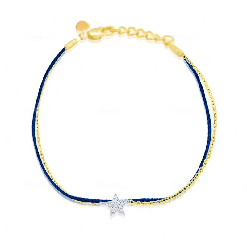 Yellow Gold Blue Cord Star Bracelet sold by Meira T