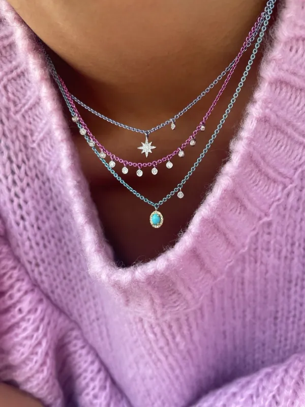 Mermaid Blue Silver and Gold Turquoise Prism Necklace sold by Meira T