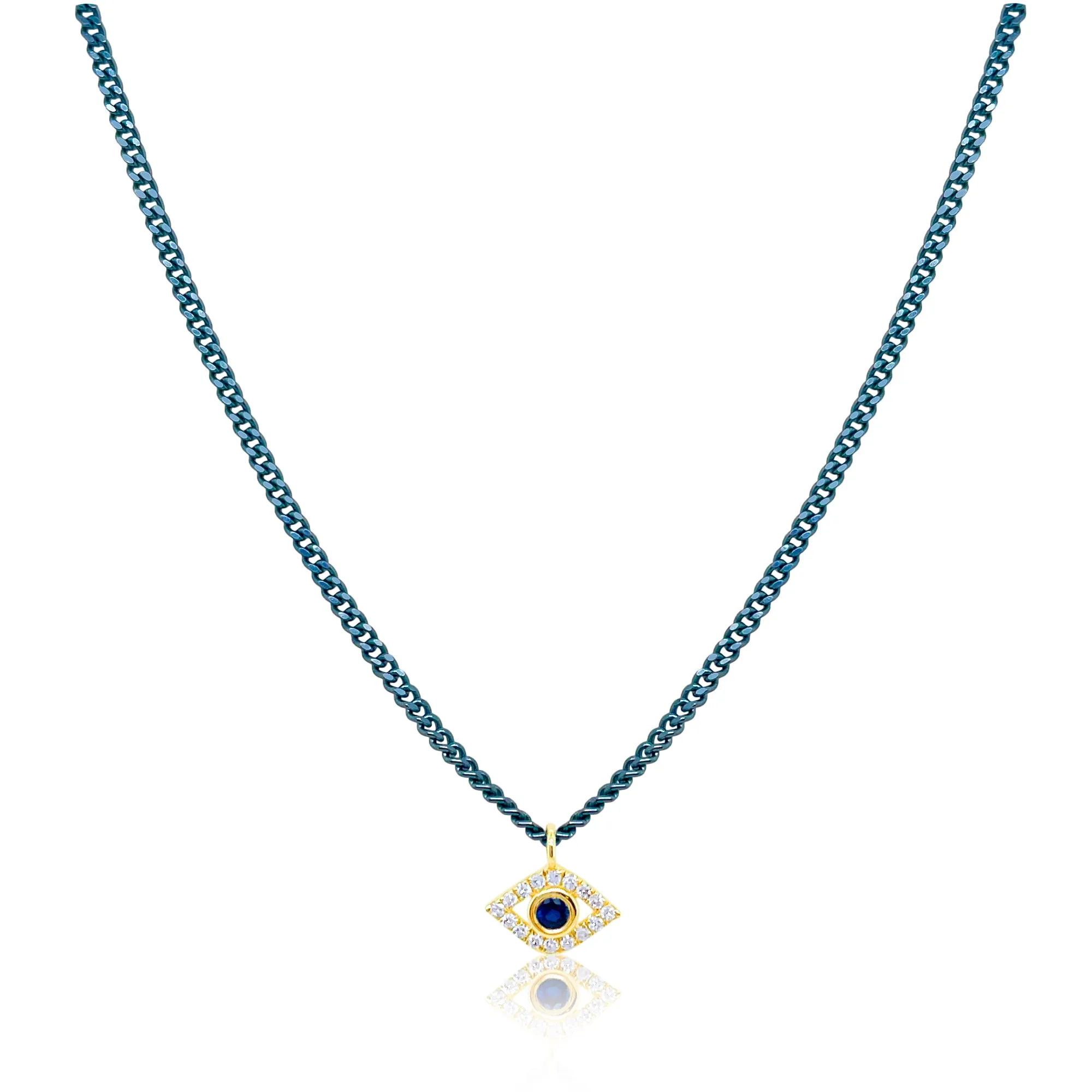 Blue Jean Silver and Gold Evil Eye Necklace sold by Meira T
