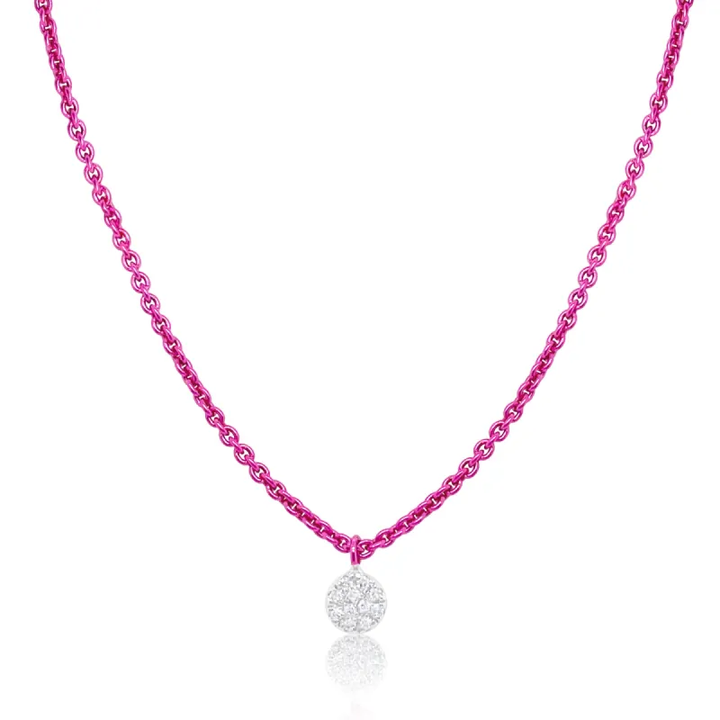 Electric Pink Silver Chain and Gold Charm Necklace sold by Meira T