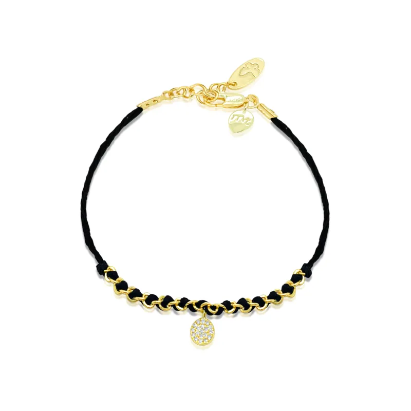 Yellow Gold Black Cord Bracelet sold by Meira T