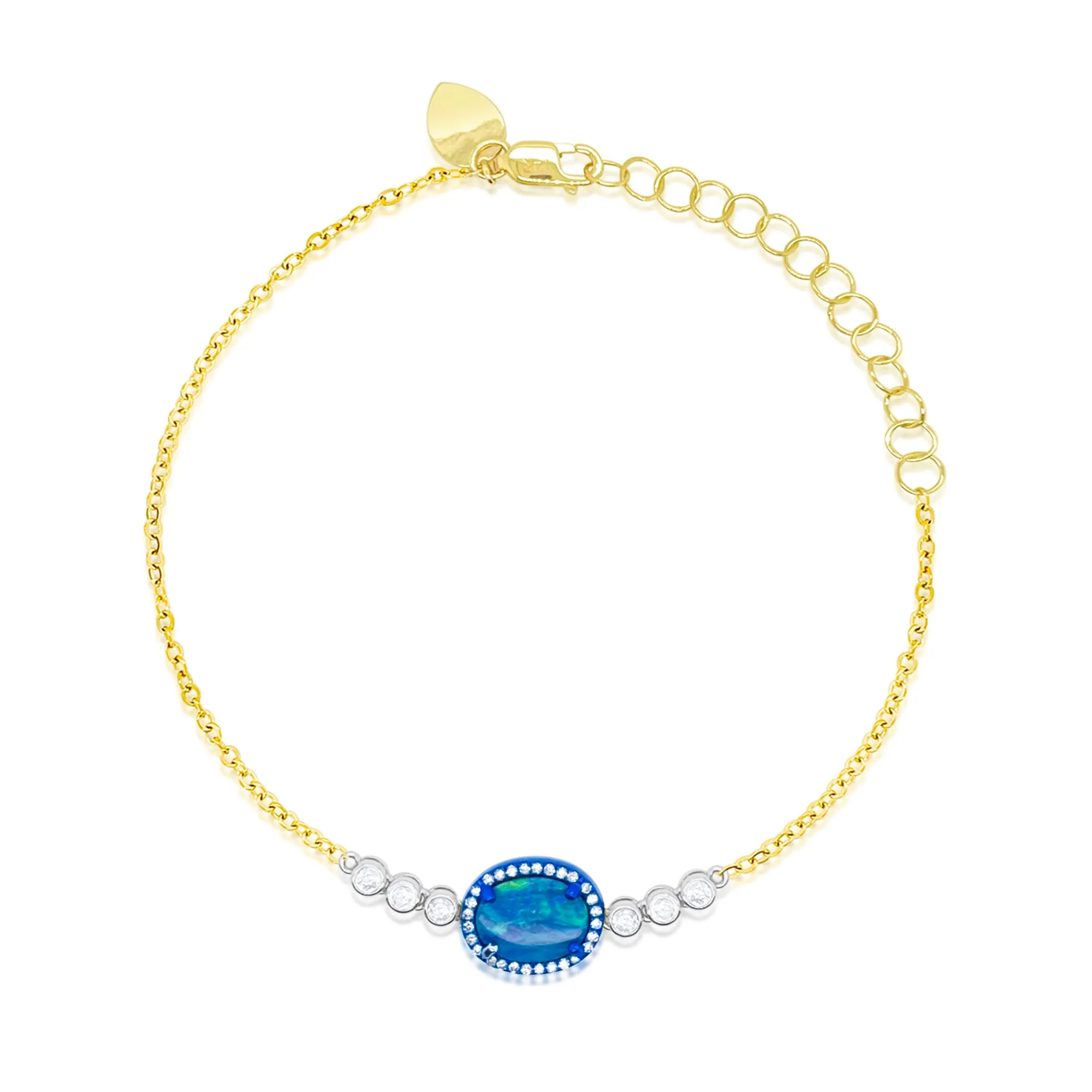 Yellow Gold Blue Rhodium Opal Bracelet sold by Meira T