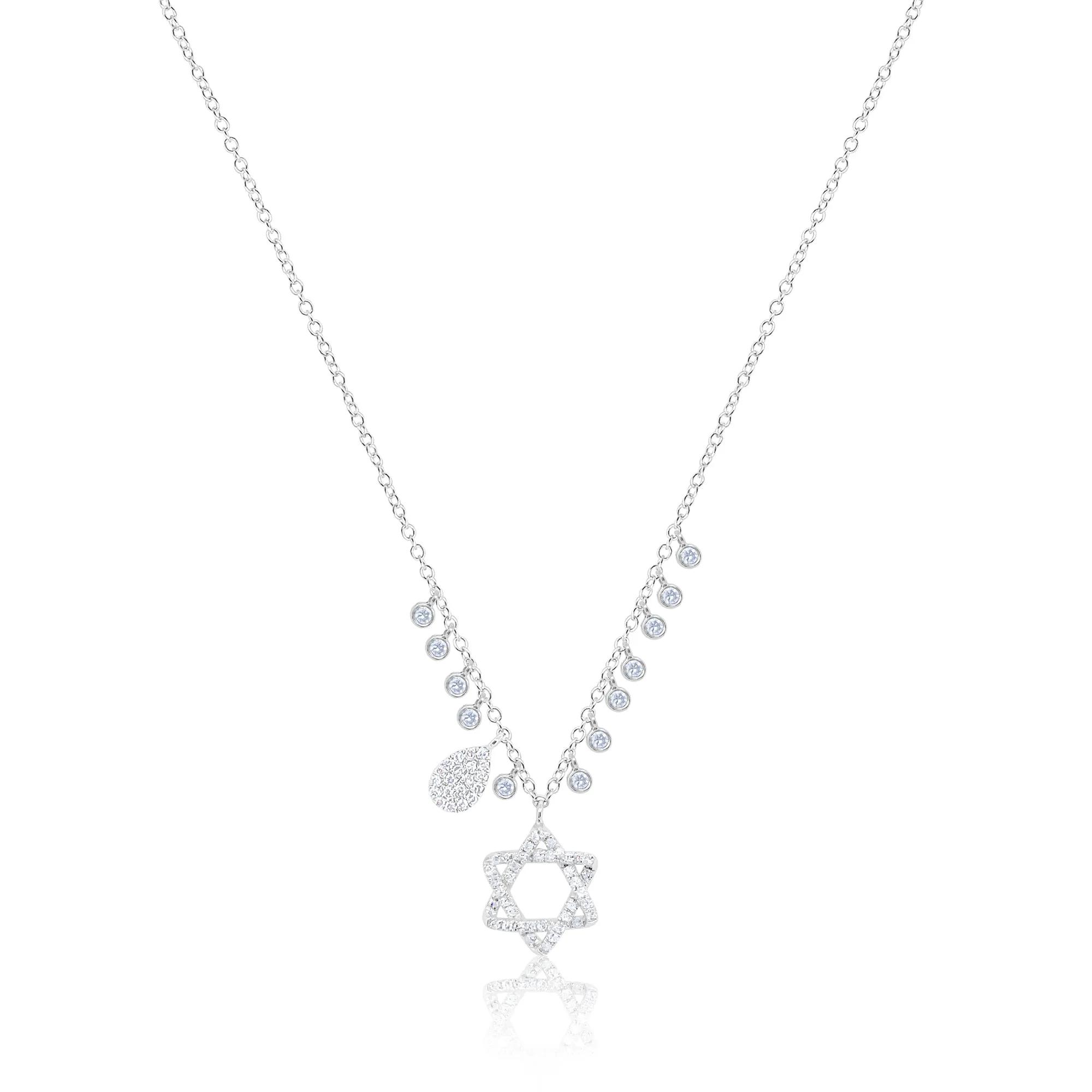White Gold Jewish Star Charm Necklace sold by Meira T