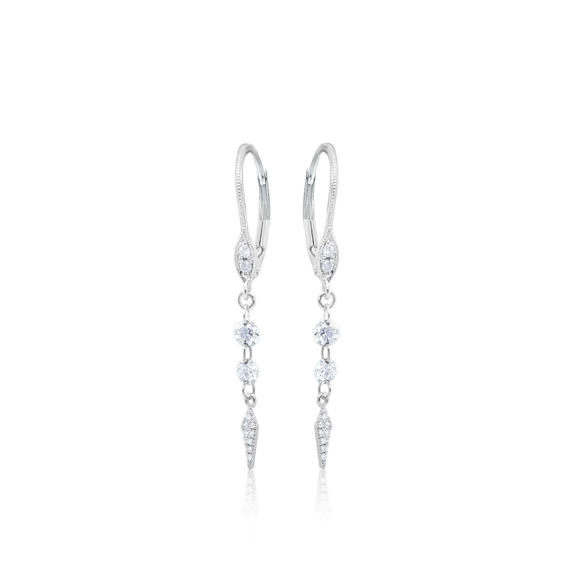 White Gold Diamond Dagger Earrings sold by Meira T