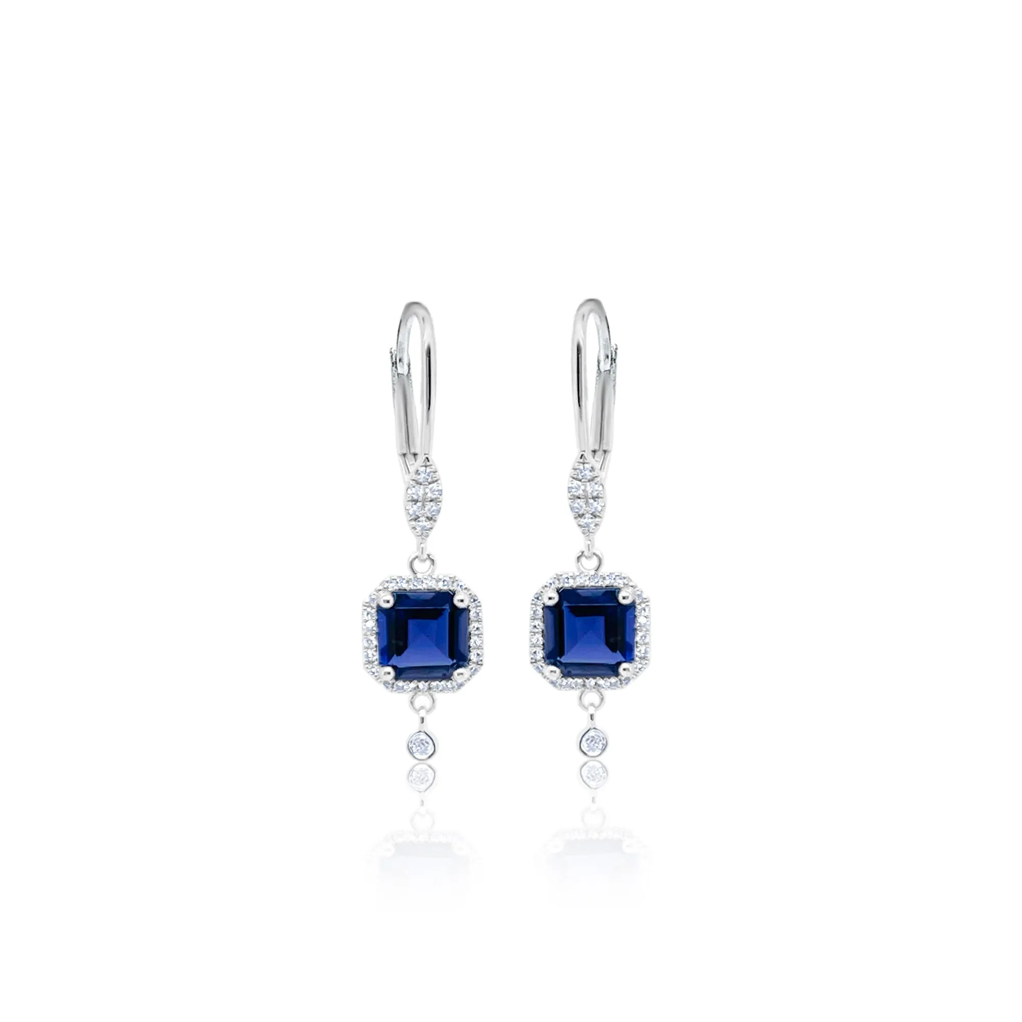 White Gold Diamond and Iolite Earrings sold by Meira T