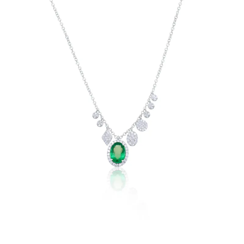 White Gold Emerald Necklace sold by Meira T