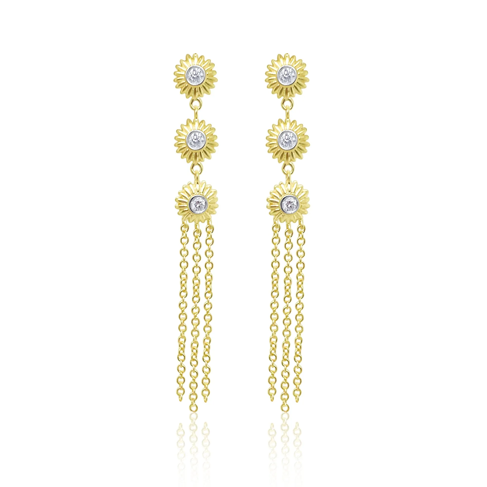 Brushed Gold Fringe Flower Earrings sold by Meira T