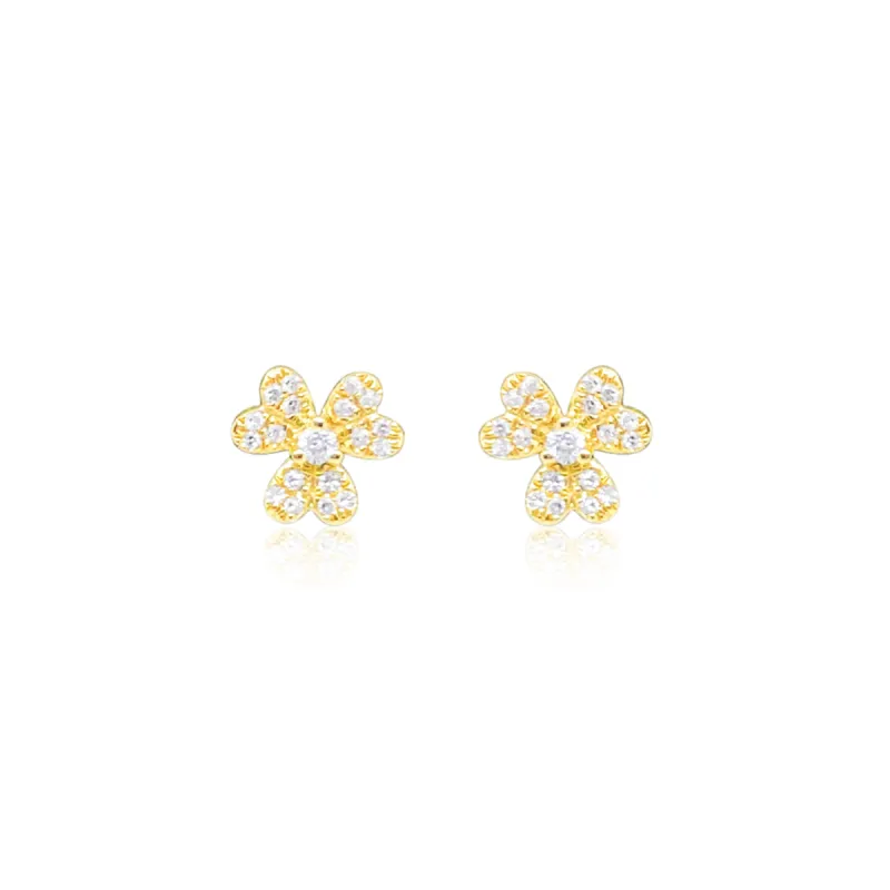 Yellow Gold Clover Diamond Studs sold by Meira T