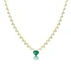 Yellow gold Emerald Heart and Diamond Necklace sold by Meira T