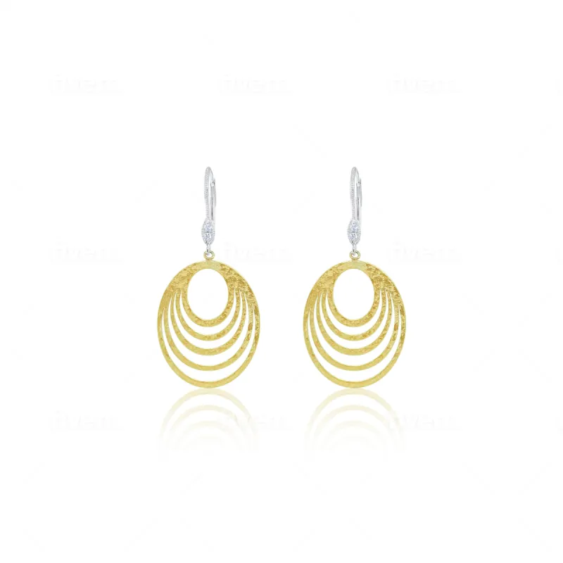 Yellow Gold Circular Diamond and Brushed Gold Earrings sold by Meira T