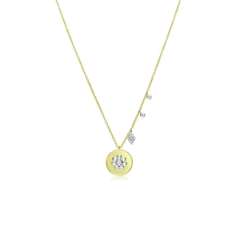 Yellow Gold Flower Medallion Necklace sold by Meira T