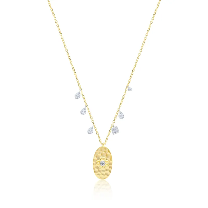 Hammered Yellow Gold Floral Motif Necklace sold by Meira T
