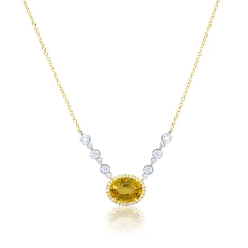 Yellow Gold Diamond and Yellow Sapphire Necklace sold by Meira T