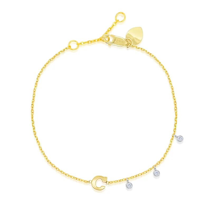 Gold Initial Necklace With Diamond Charms sold by Meira T