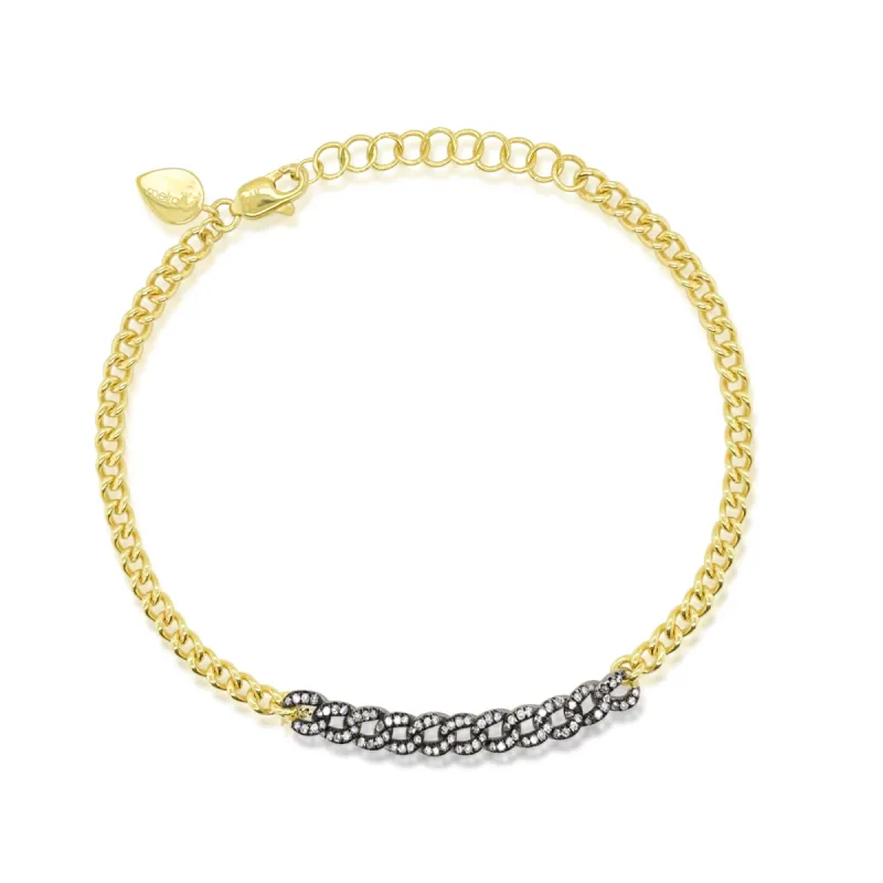 Dainty Champagne Diamonds Cuban Link Bracelet sold by Meira T
