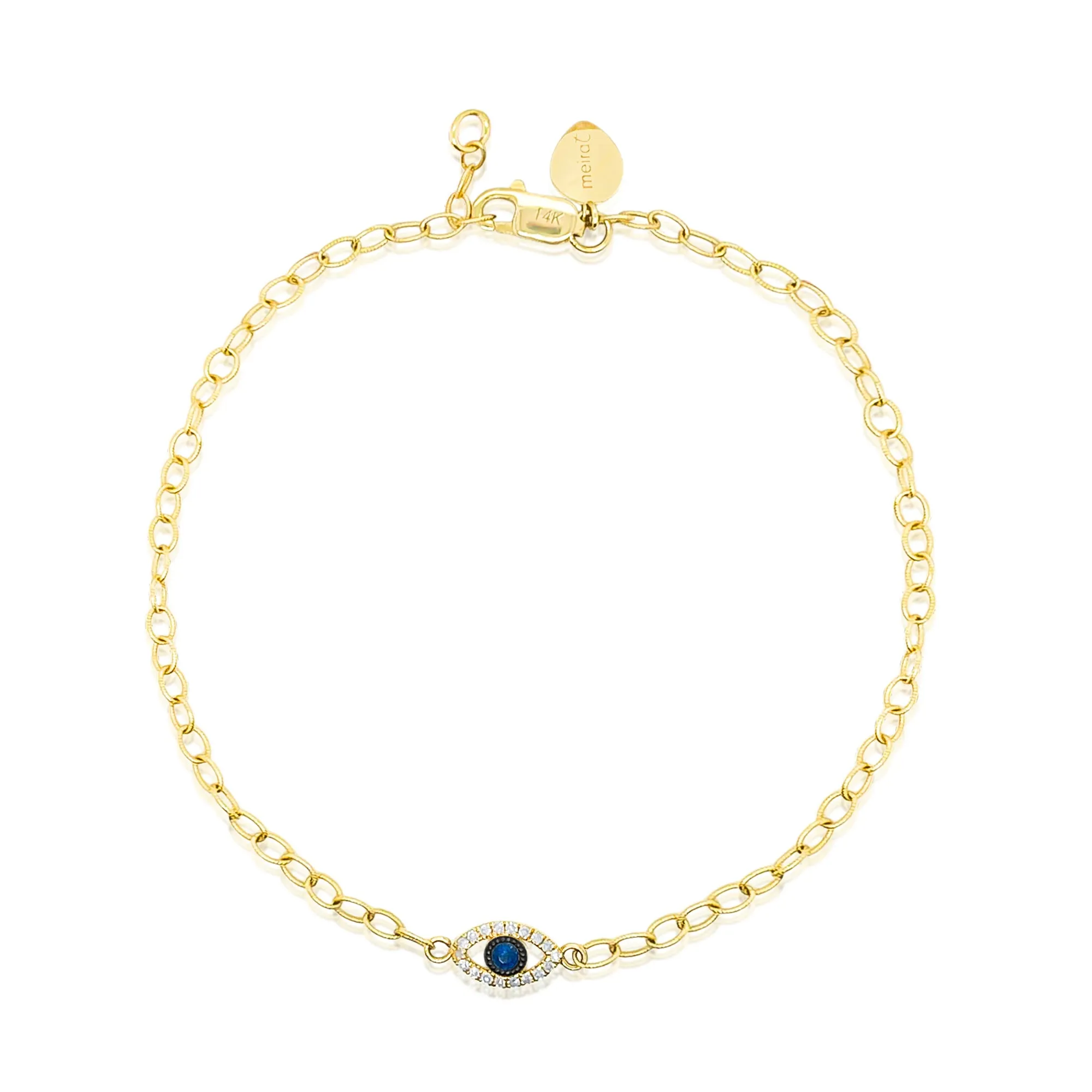 Yellow Gold Blue Sapphire Diamond Evil Eye Bracelet sold by Meira T
