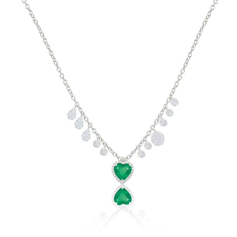 White Gold and Emerald Heart Necklace sold by Meira T