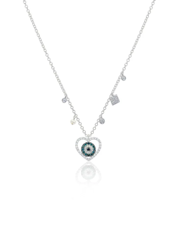 White Gold Evil Eye Necklace sold by Meira T