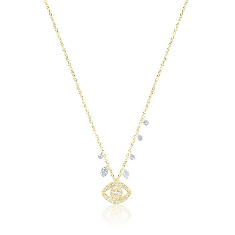 14kt Yellow Gold Diamond Evil Eye Necklace sold by Meira T