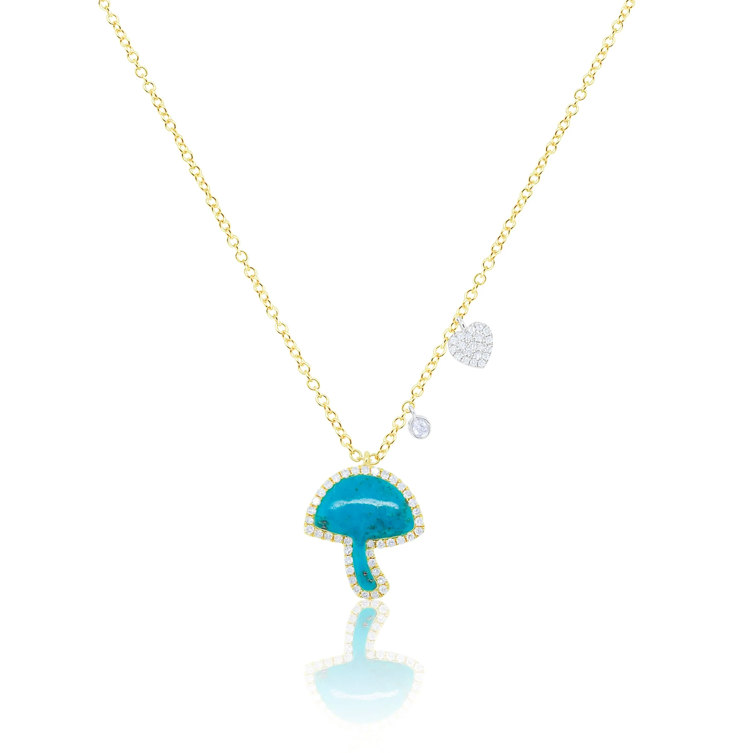 Two tone yellow gold Turquoise Mushroom Necklace sold by Meira T