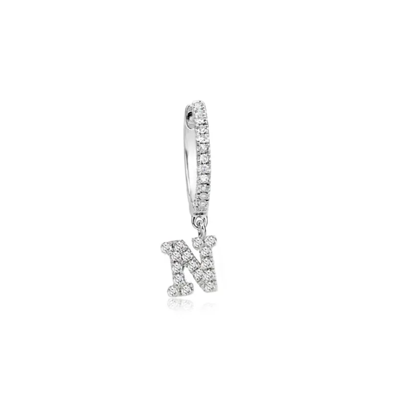 White gold Initial Huggies LETTER "L" sold by Meira T