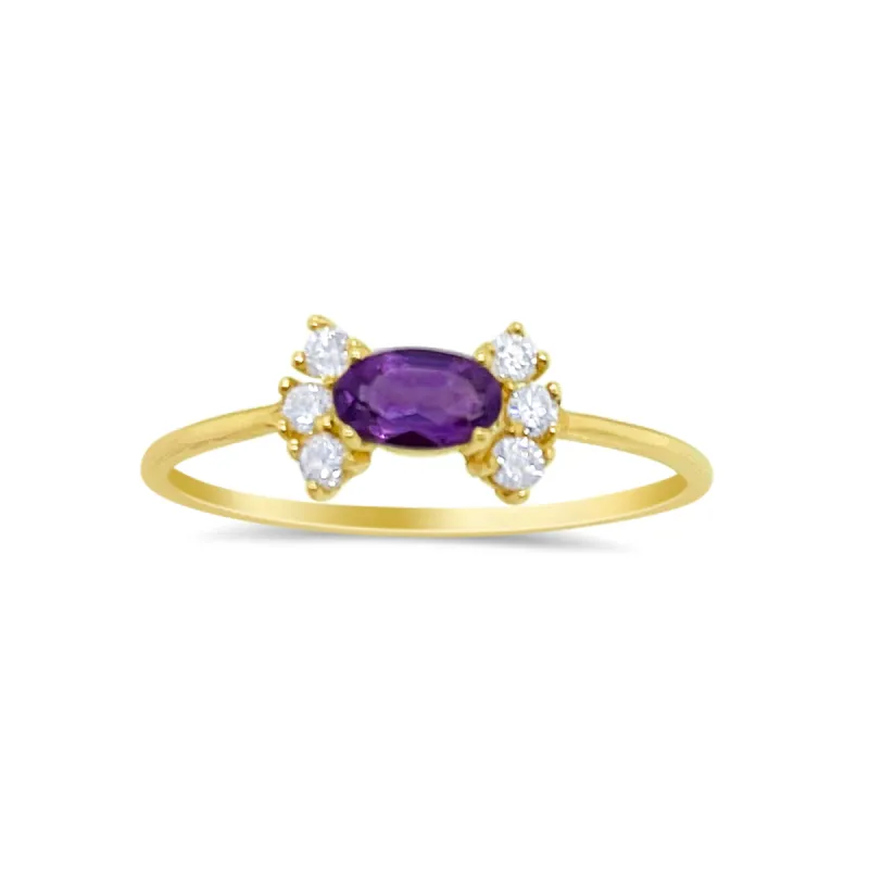 14kt Yellow Gold Diamond Amethyst Necklace sold by Meira T