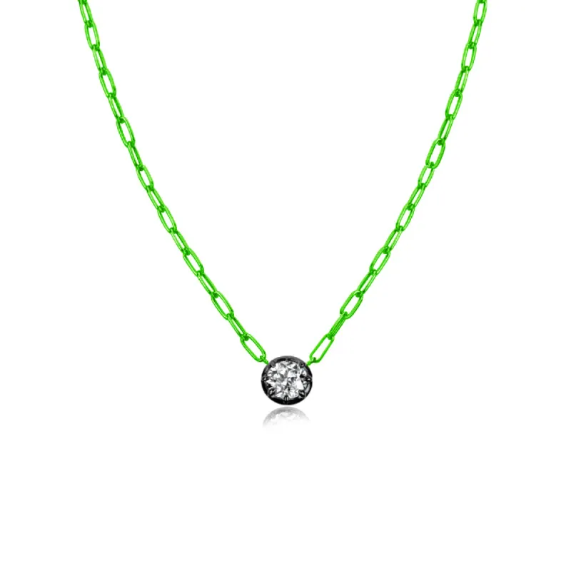 Colett Lab Grown 1 carat Paperclip Necklace Electric Green sold by Meira T