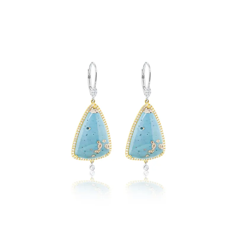 Leland Blue Gemstone and Diamond Earrings 14kt Yellow and White Gold sold by Meira T