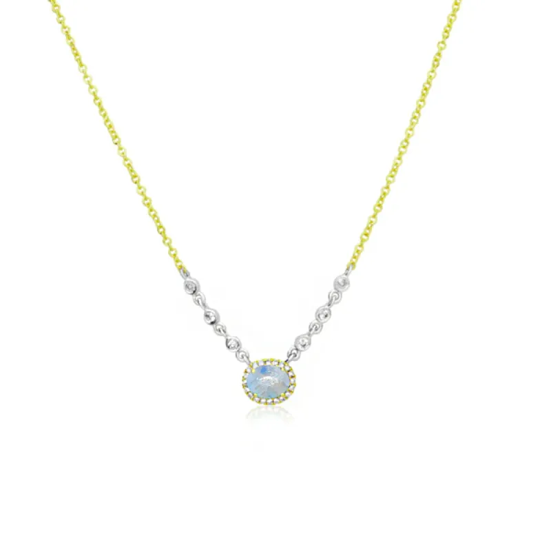 Birthstone Necklace With Diamond Halo | JUNE Moonstone sold by Meira T