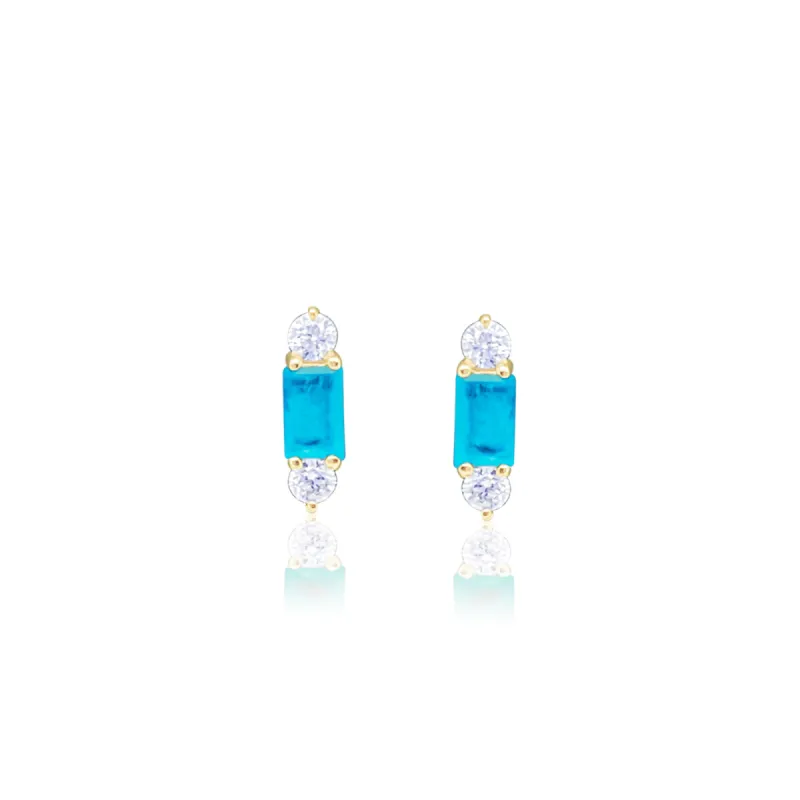 Yellow Gold Diamond and Blue Topaz Studs sold by Meira T