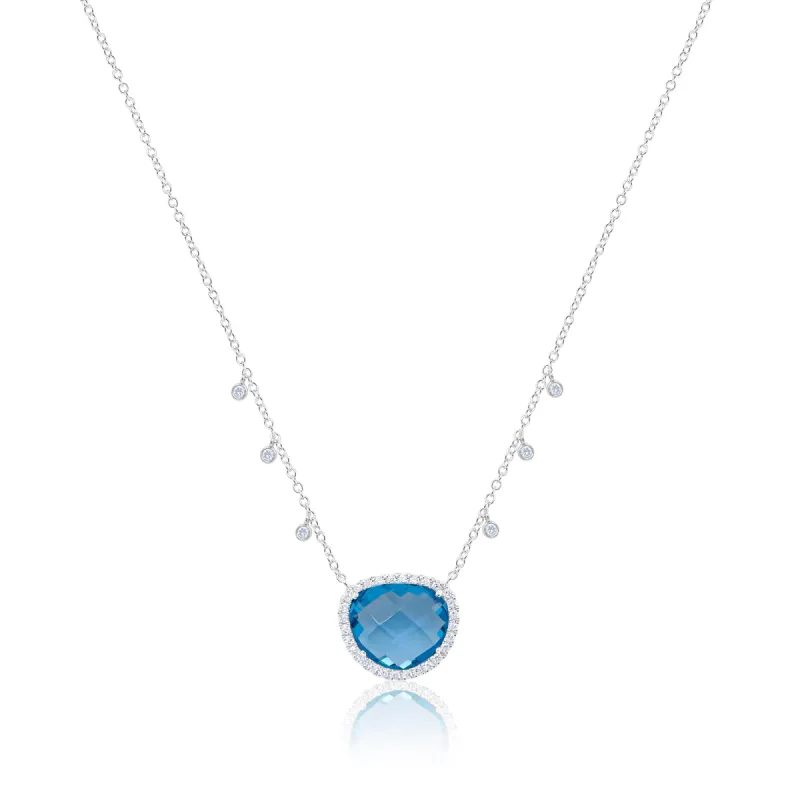 Blue Topaz Halo Necklace sold by Meira T