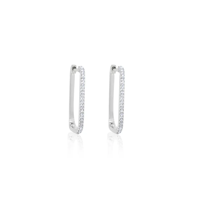 White Gold Rectangular Earrings sold by Meira T