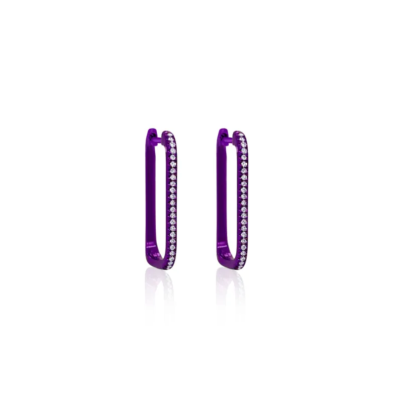 Groovy Purple Rectangular hoops sold by Meira T
