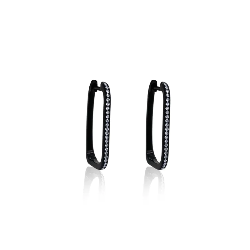 Black Rhodium Blue Rectangular Hoops sold by Meira T