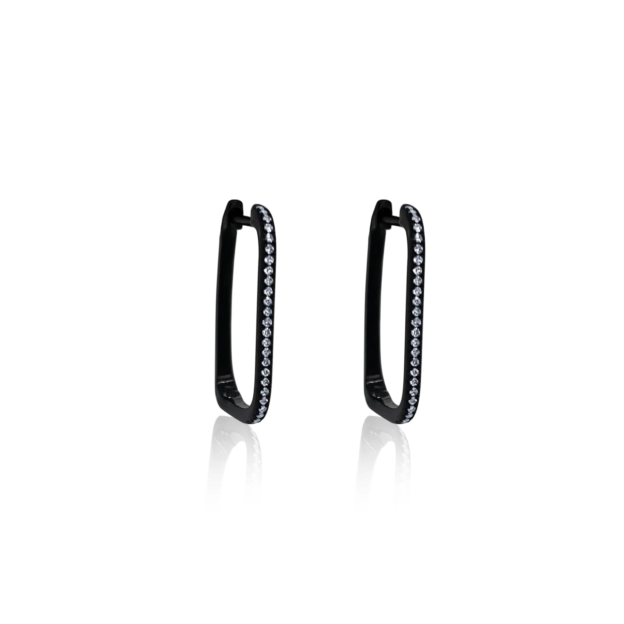 Black Rhodium Blue Rectangular Hoops sold by Meira T