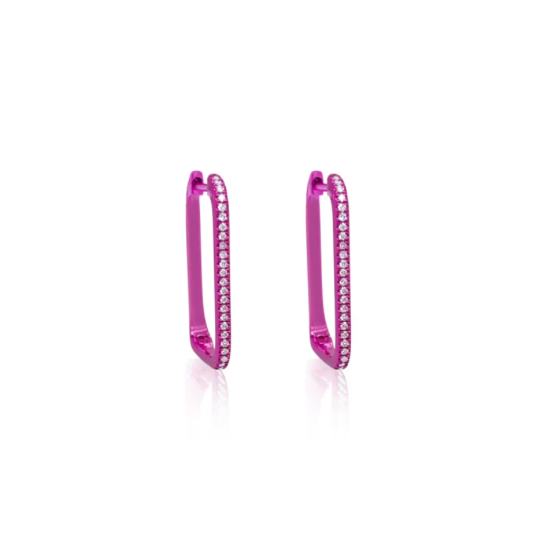 Electric Pink Rectangular Hoops sold by Meira T