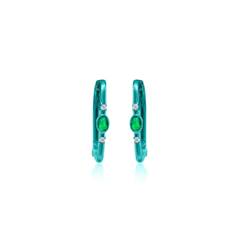 Rio Verde  Green Emerald Rectangular Hoop sold by Meira T