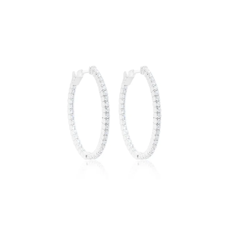 White Gold Diamond Hoops Online Exclusive LAB GROWN sold by Meira T