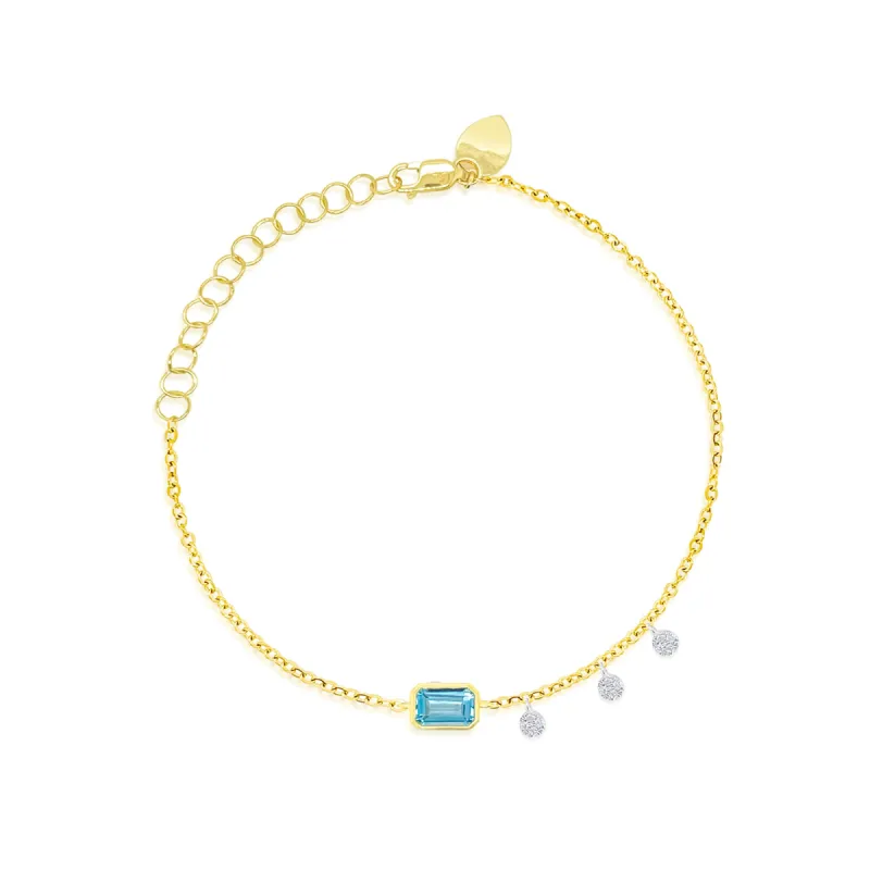 Yellow Gold Diamond and Blue Topaz Bracelet sold by Meira T
