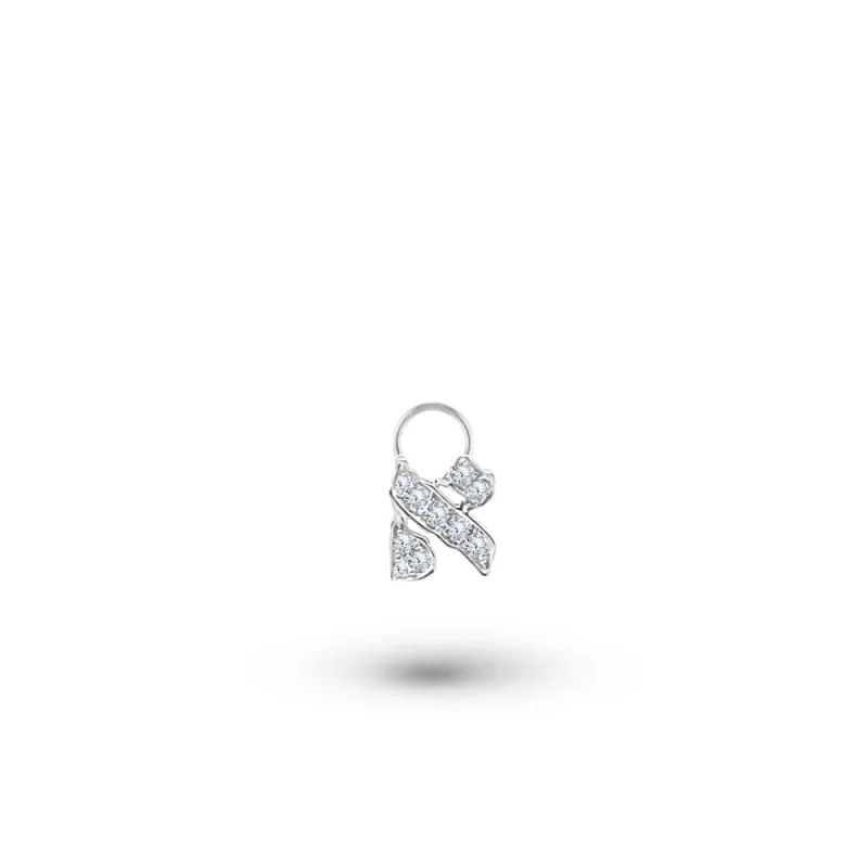 Gold and Diamond Hebrew Initial Hoop Charm sold by Meira T