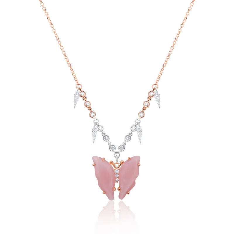 Pink Opal Butterfly Necklace sold by Meira T