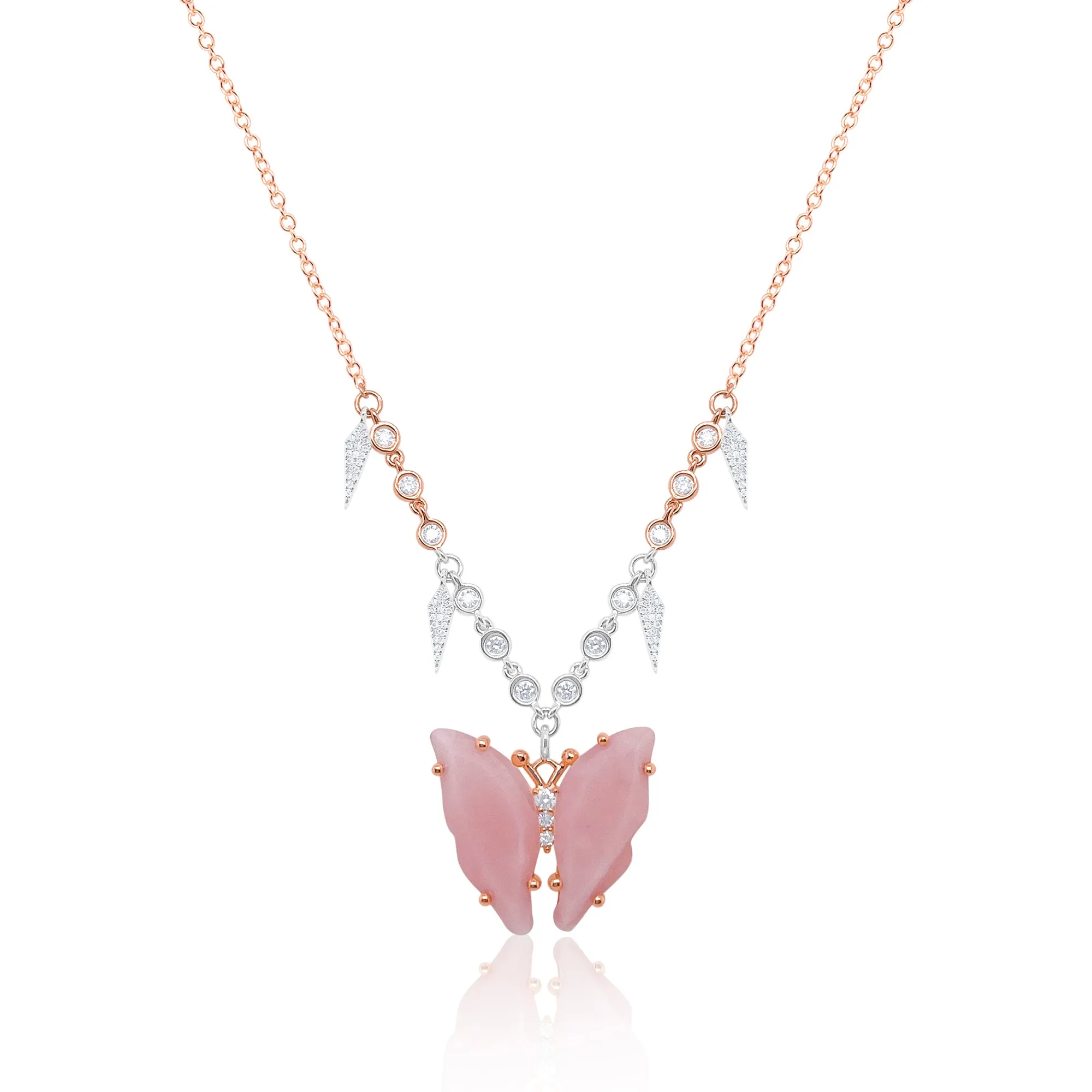 Pink Opal Butterfly Necklace sold by Meira T