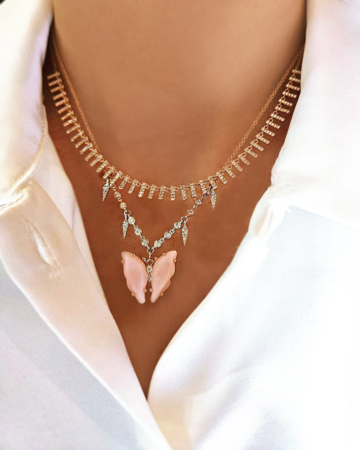 Pink Opal Butterfly Necklace sold by Meira T product image thumbnail 2