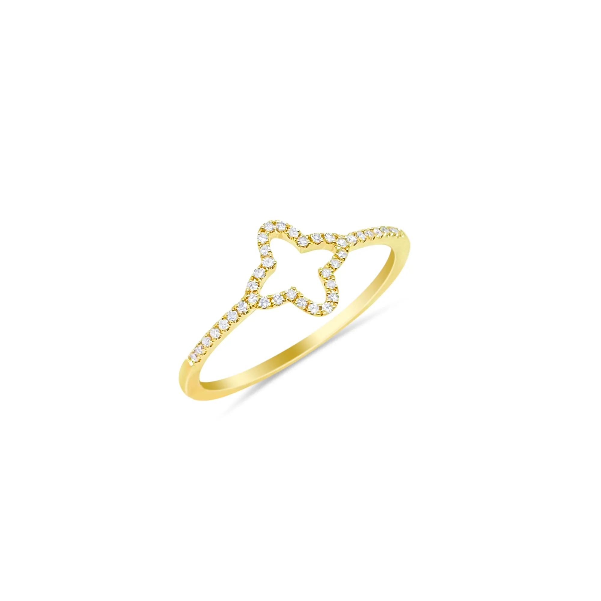 Yellow Gold Open Clover Ring sold by Meira T