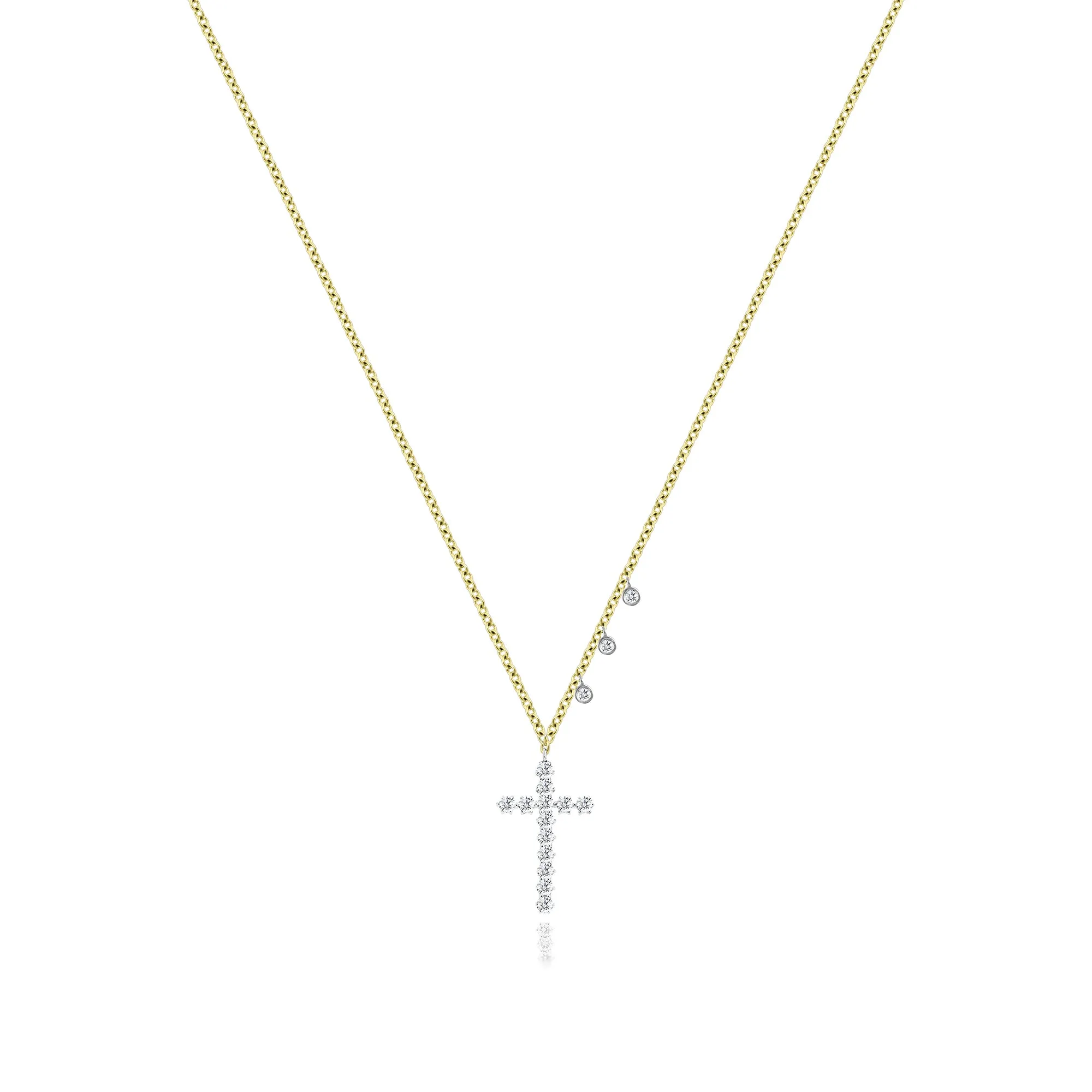 14kt Yellow Gold and Diamond Cross Necklace sold by Meira T