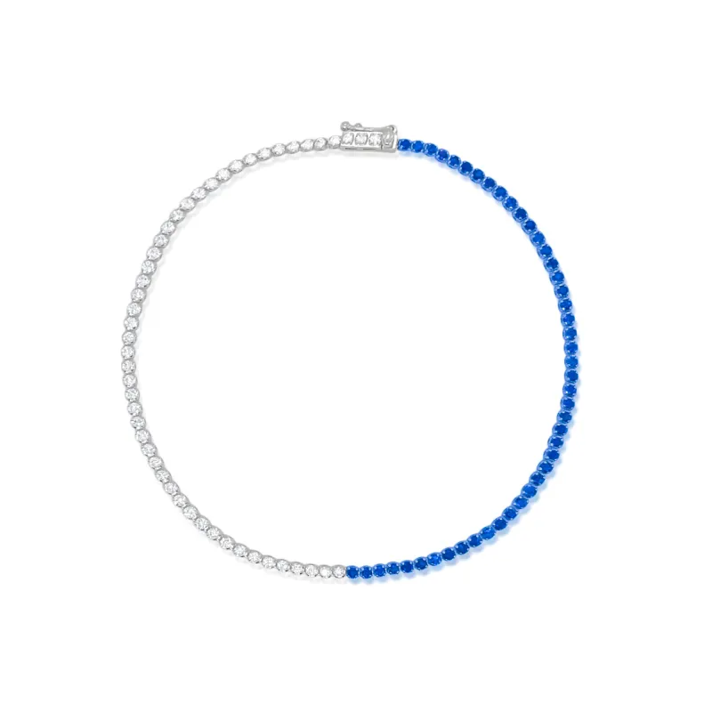 Tennis Bracelet Half Diamond and Half Saphire sold by Meira T