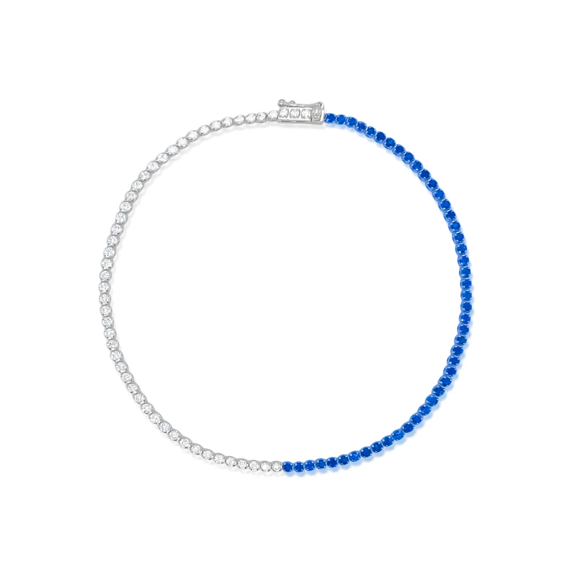 Tennis Bracelet Half Diamond and Half Saphire sold by Meira T
